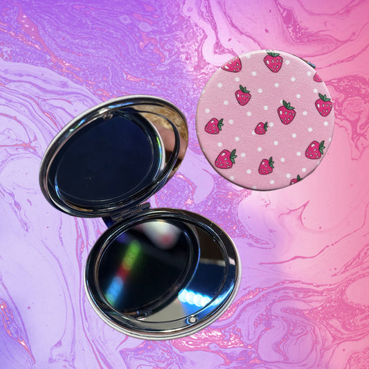 Strawberry Pink Compact Mirror
