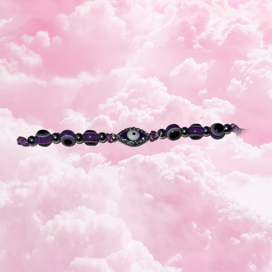 Purple Evil Eye - Adjustable Bracelet