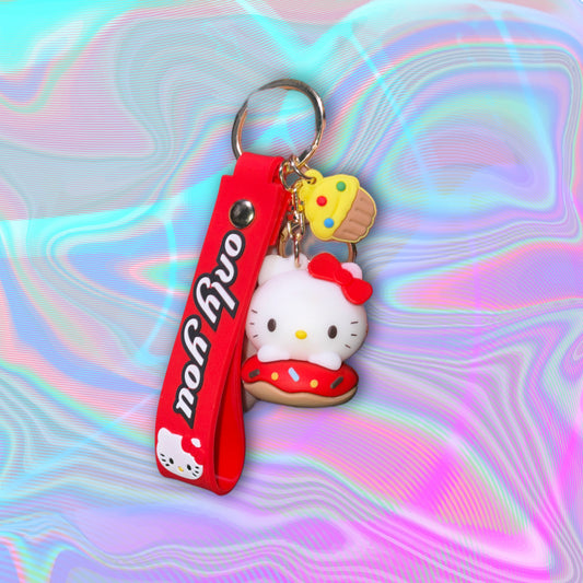 Red Hello Kitty in Donut - Cute Character Keychain